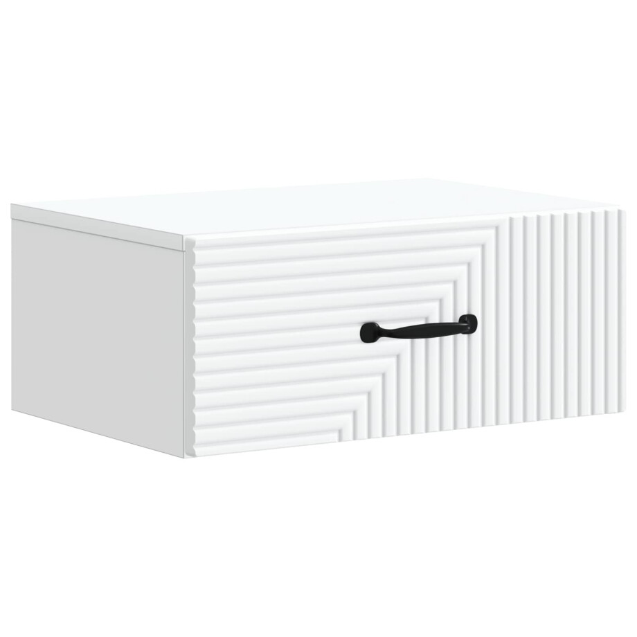 vidaXL Wandbeugel Bedkast met lade Wit 49 x 34,5 x 20 cm Bewerkt hout afbeelding 1