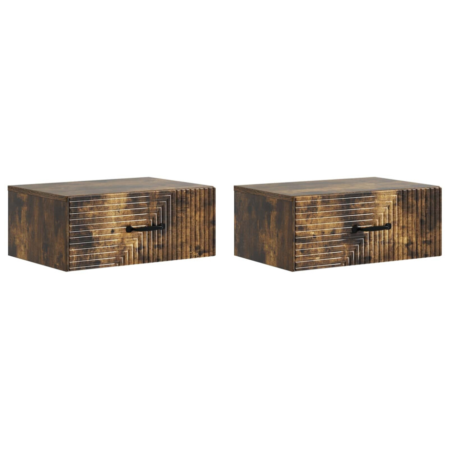 vidaXL Wandbeugel Bedkast 2 pcs Gerookt eiken 49 x 34,5 x 20 cm afbeelding 1
