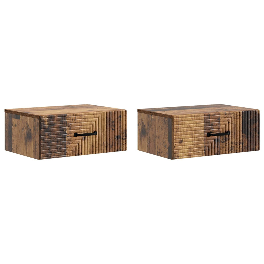 vidaXL Wandbeugel Bedkast met lade 2 pcs Oud hout 49 x 34,5 x 20 cm vidaXL Wandbeugel Bedkast met lade 2 pcs Oud hout 49 x 34,5 x 20 cm afbeelding 1