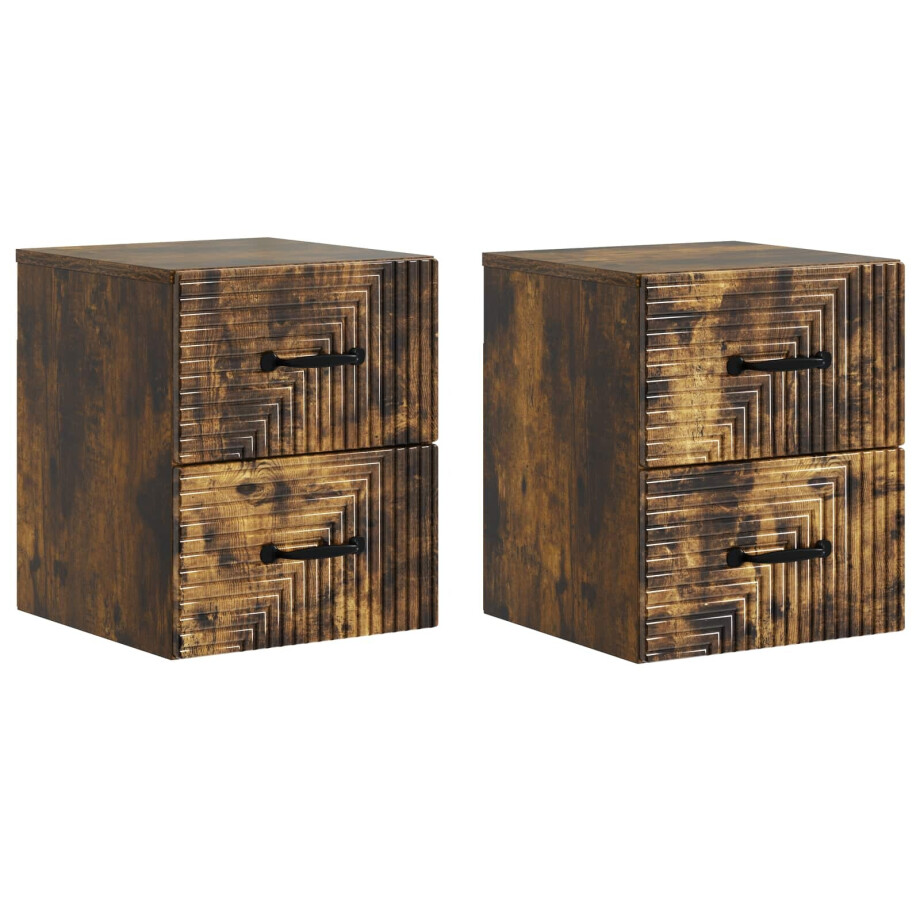 vidaXL Wandbeugel Bedkast 2 pcs Gerookt eiken 34,5 x 33 x 40 cm vidaXL Wandbeugel Bedkast 2 pcs Gerookt eiken 34,5 x 33 x 40 cm afbeelding 1