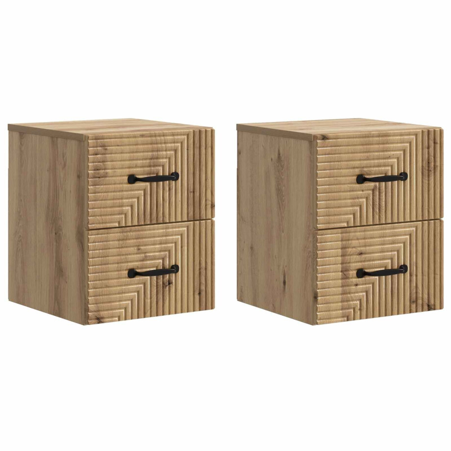 vidaXL Wandbeugel Bedkast 2 pcs Artisanaal eiken 34,5 x 33 x 40 cm vidaXL Wandbeugel Bedkast 2 pcs Artisanaal eiken 34,5 x 33 x 40 cm afbeelding 1