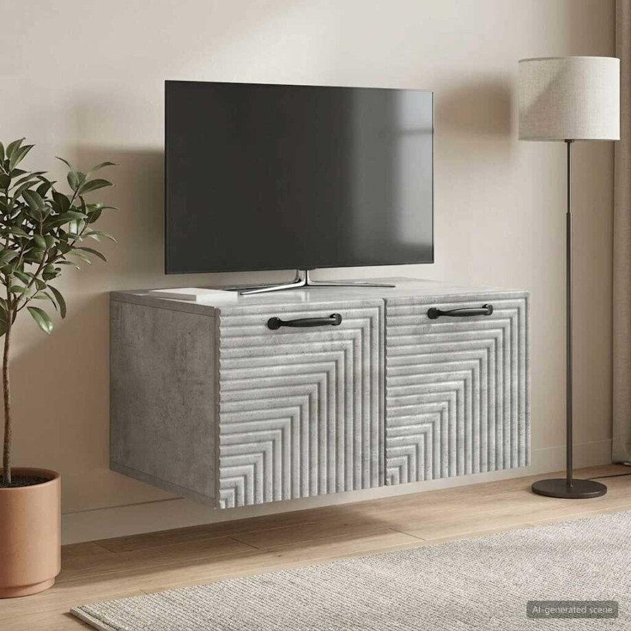 vidaXL Wandbeugel TV-kast Betongrijs 59,5 x 41 x 30 cm Bewerkt hout vidaXL Wandbeugel TV-kast Betongrijs 59,5 x 41 x 30 cm Bewerkt hout afbeelding 1