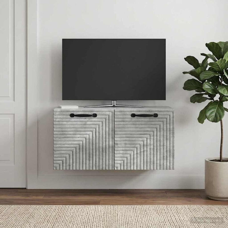 vidaXL Wandbeugel TV-kast Betongrijs 59,5 x 31 x 30 cm Bewerkt hout afbeelding 1