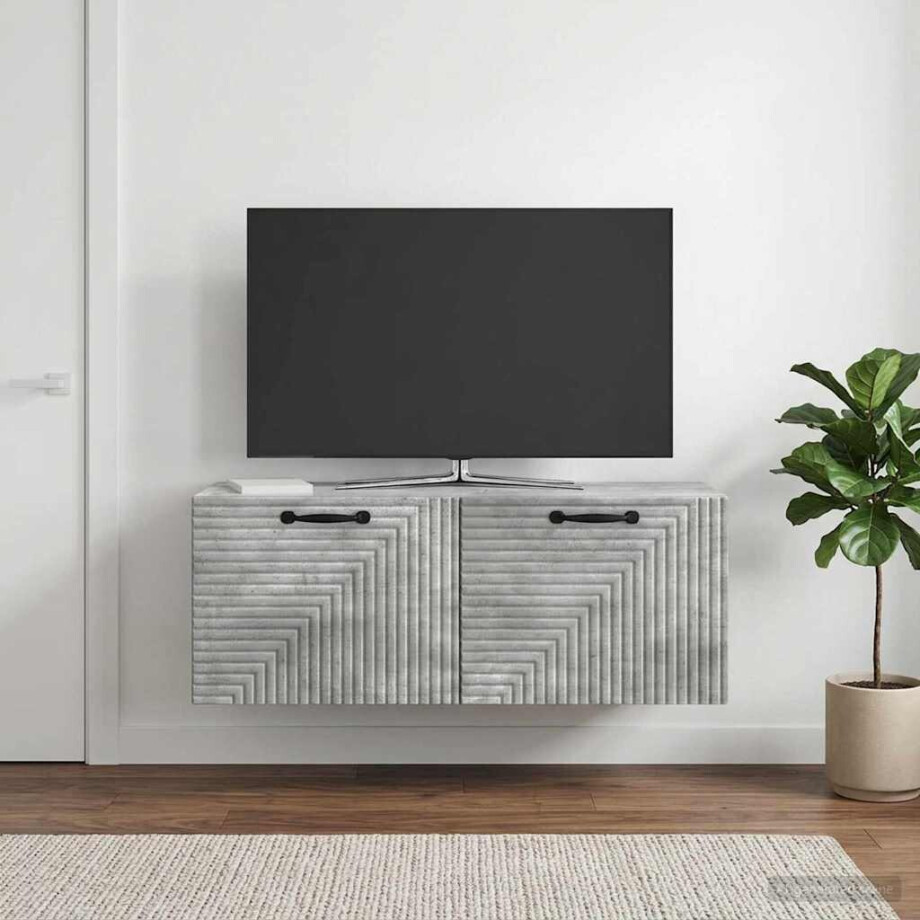 vidaXL Wandbeugel TV-kast Betongrijs 78,5 x 31 x 30 cm Bewerkt hout afbeelding 1