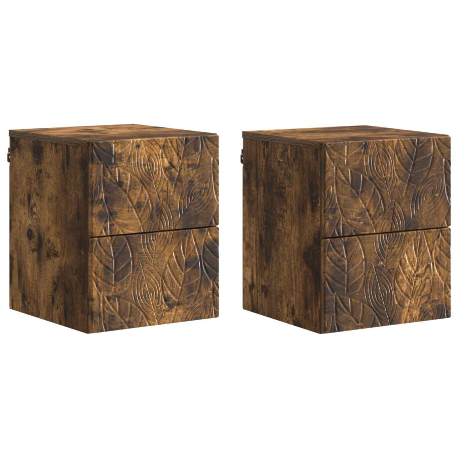 vidaXL Wandbeugel Bedkast 2 pcs Gerookt eiken 34,5 x 33 x 40 cm afbeelding 1