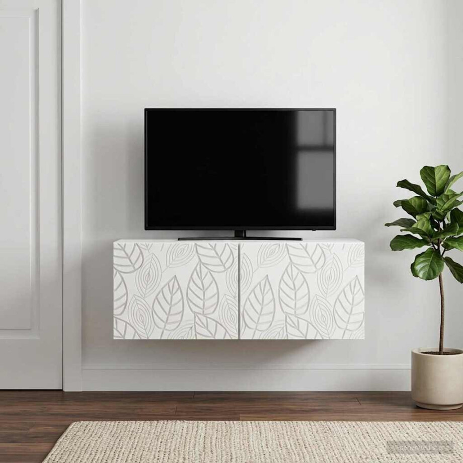 vidaXL Wandbeugel TV-kast 59,5 x 41 x 30 cm Wit Bewerkt hout afbeelding 1
