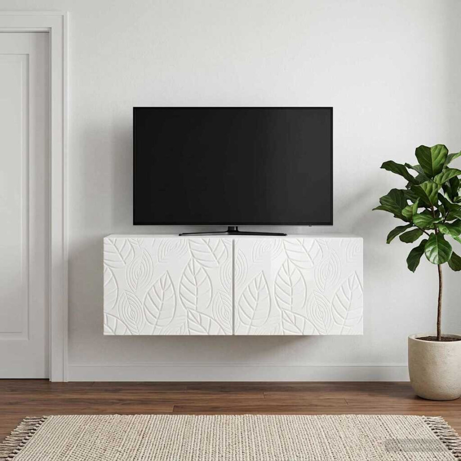 vidaXL Wandbeugel TV-kast 59,5 x 41 x 30 cm Hoogglans Wit Bewerkt hout afbeelding 1