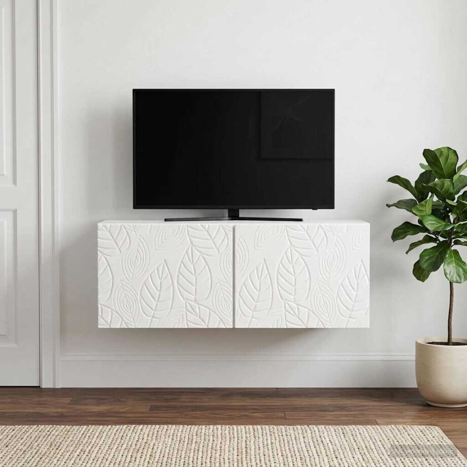 vidaXL Wandbeugel TV-kast 78,5 x 41 x 30 cm Hoogglans Wit Bewerkt hout afbeelding 1