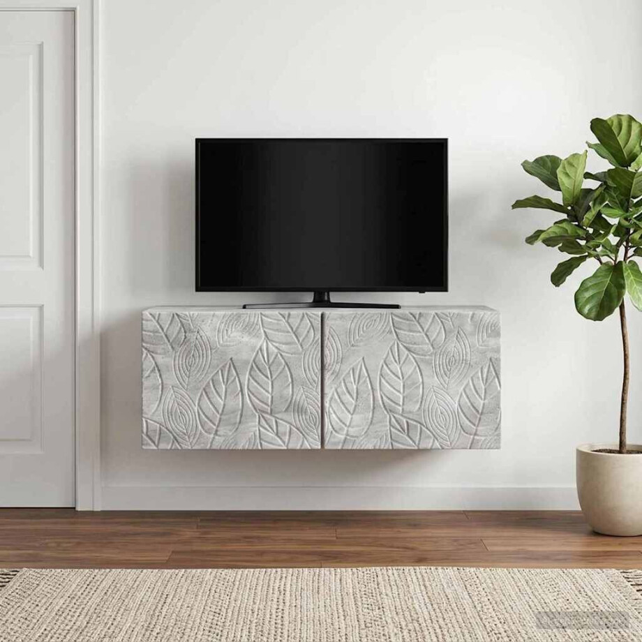 vidaXL Wandbeugel TV-kast 98 x 41 x 30 cm Betongrijs Bewerkt hout vidaXL Wandbeugel TV-kast 98 x 41 x 30 cm Betongrijs Bewerkt hout afbeelding 1