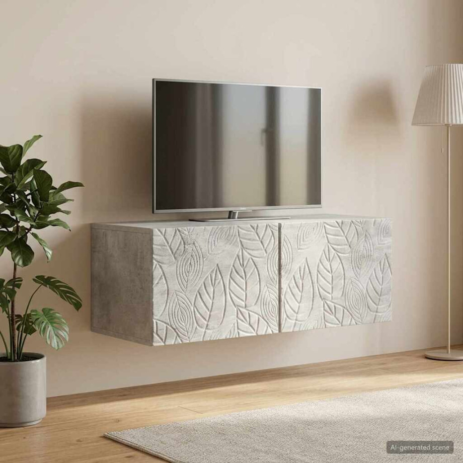 vidaXL Wandbeugel TV-kast 59,5 x 31 cm Betongrijs Bewerkt hout afbeelding 1