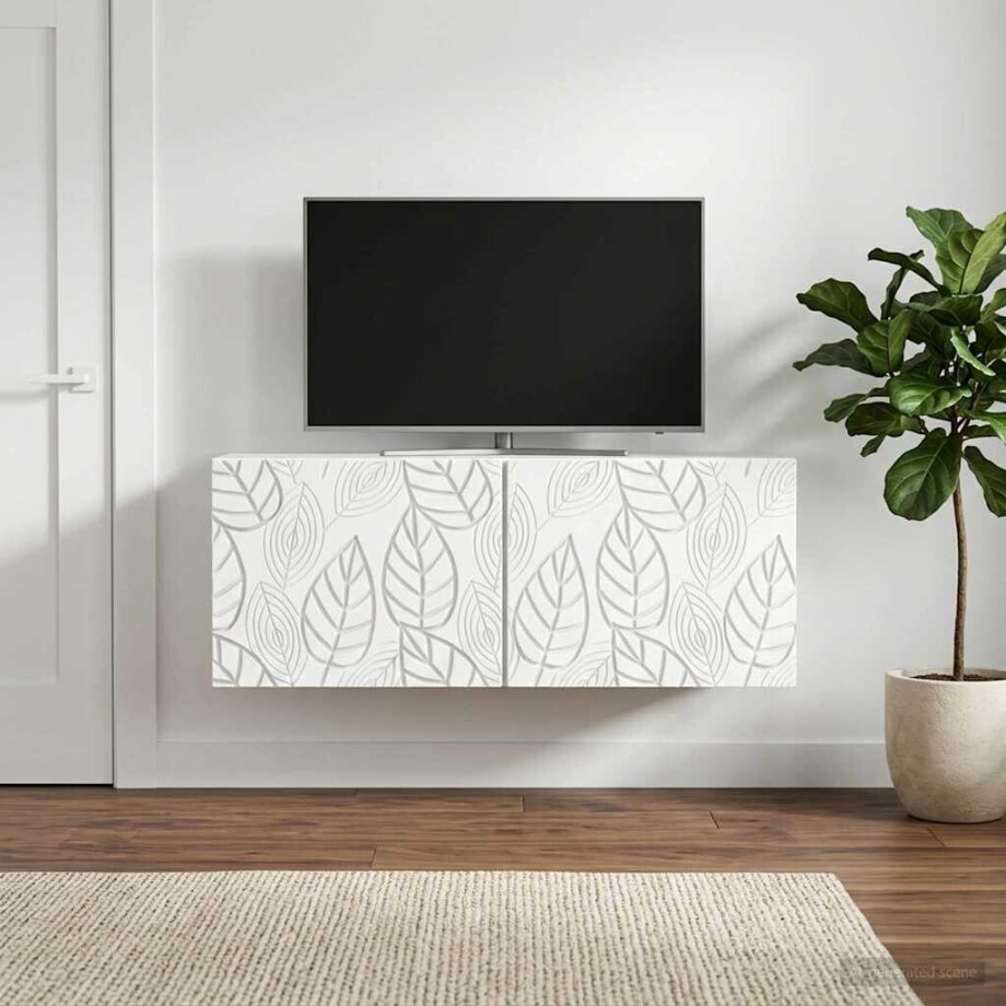 vidaXL Wandbeugel TV-kast 98 x 31 cm Wit Bewerkt hout Wandgemonteerd vidaXL Wandbeugel TV-kast 98 x 31 cm Wit Bewerkt hout Wandgemonteerd afbeelding 1