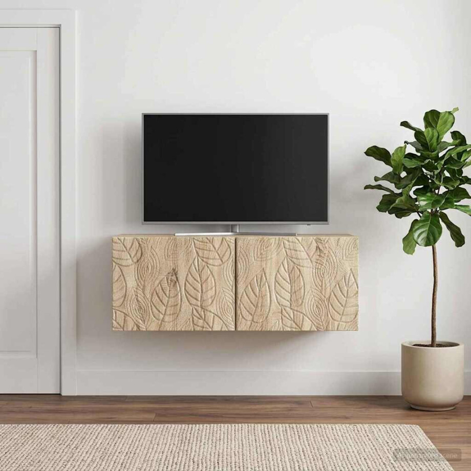 vidaXL Wandbeugel TV-kast 98 x 31 cm Sonoma Eiken Bewerkt hout afbeelding 1