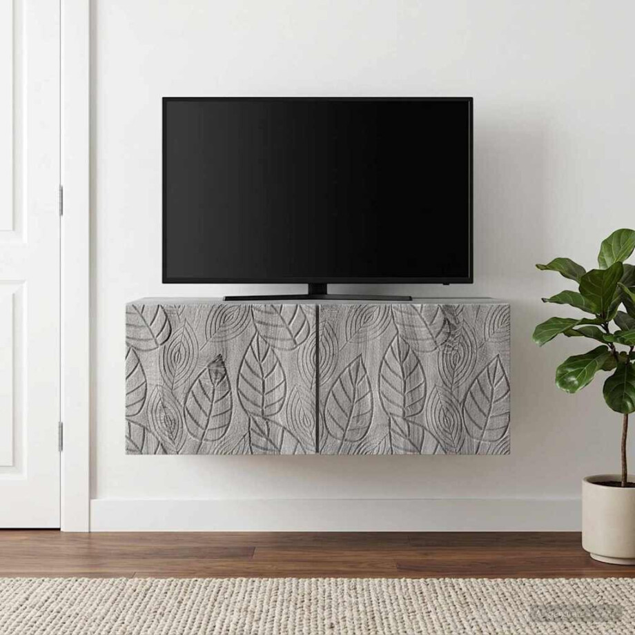 vidaXL Wandbeugel TV-kast 98 x 31 cm Grijs Sonoma Bewerkt hout vidaXL Wandbeugel TV-kast 98 x 31 cm Grijs Sonoma Bewerkt hout afbeelding 1