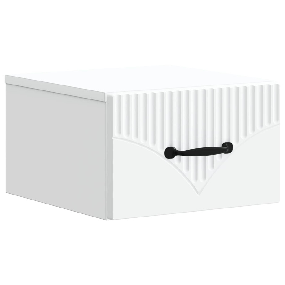 vidaXL Wandbeugel Bedkast met lade Wit 34,5 x 33 x 20 cm Bewerkt hout afbeelding 1