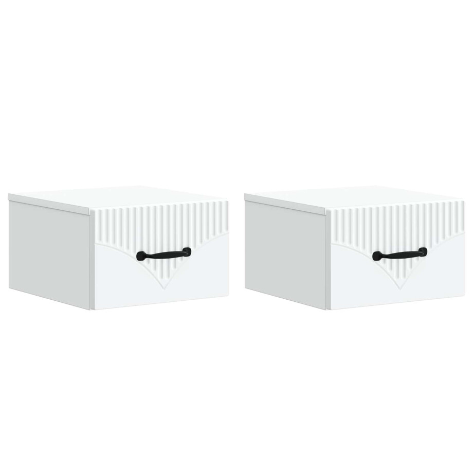 vidaXL Wandbeugel Bedkast 2 pcs Wit 34,5 x 33 x 20 cm Bewerkt hout vidaXL Wandbeugel Bedkast 2 pcs Wit 34,5 x 33 x 20 cm Bewerkt hout afbeelding 1