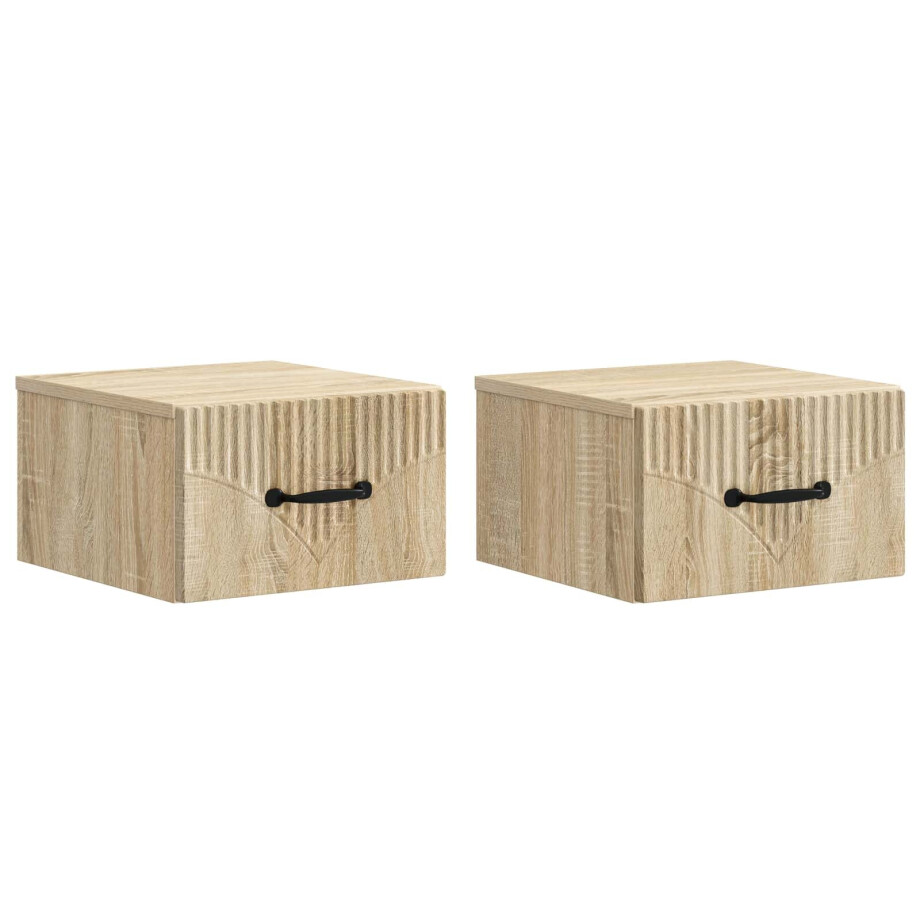 vidaXL Wandbeugel Bedkast 2 pcs Sonoma Eiken 34,5 x 33 x 20 cm vidaXL Wandbeugel Bedkast 2 pcs Sonoma Eiken 34,5 x 33 x 20 cm afbeelding 1