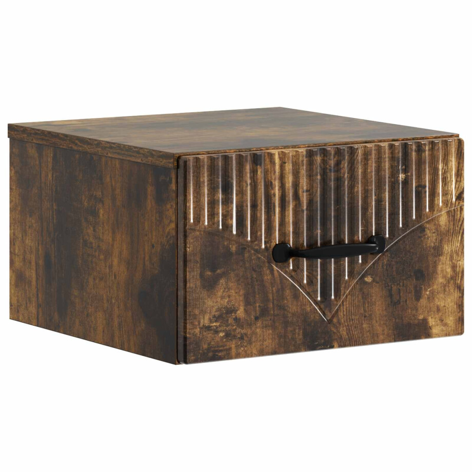 vidaXL Wandbeugel Bedkast Gerookt eiken 34,5 x 33 x 20 cm Bewerkt hout vidaXL Wandbeugel Bedkast Gerookt eiken 34,5 x 33 x 20 cm Bewerkt hout afbeelding 1
