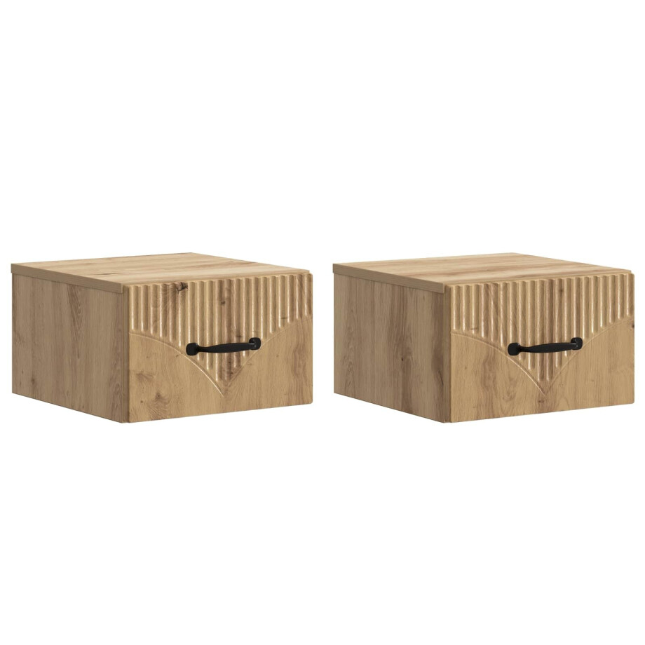 vidaXL Wandbeugel Bedkast 2 pcs Artisanaal eiken 34,5 x 33 x 20 cm afbeelding 1