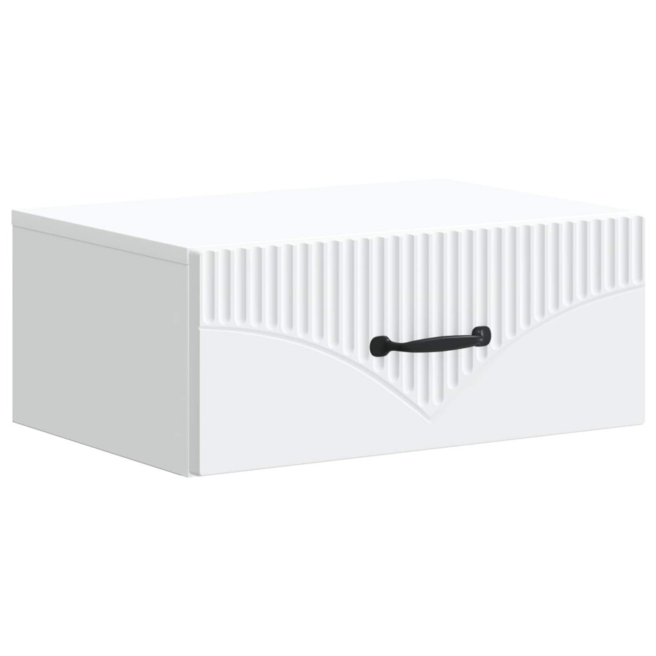 vidaXL Wandbeugel Bedkast met lade Wit 49 x 34,5 x 20 cm Bewerkt hout afbeelding 1