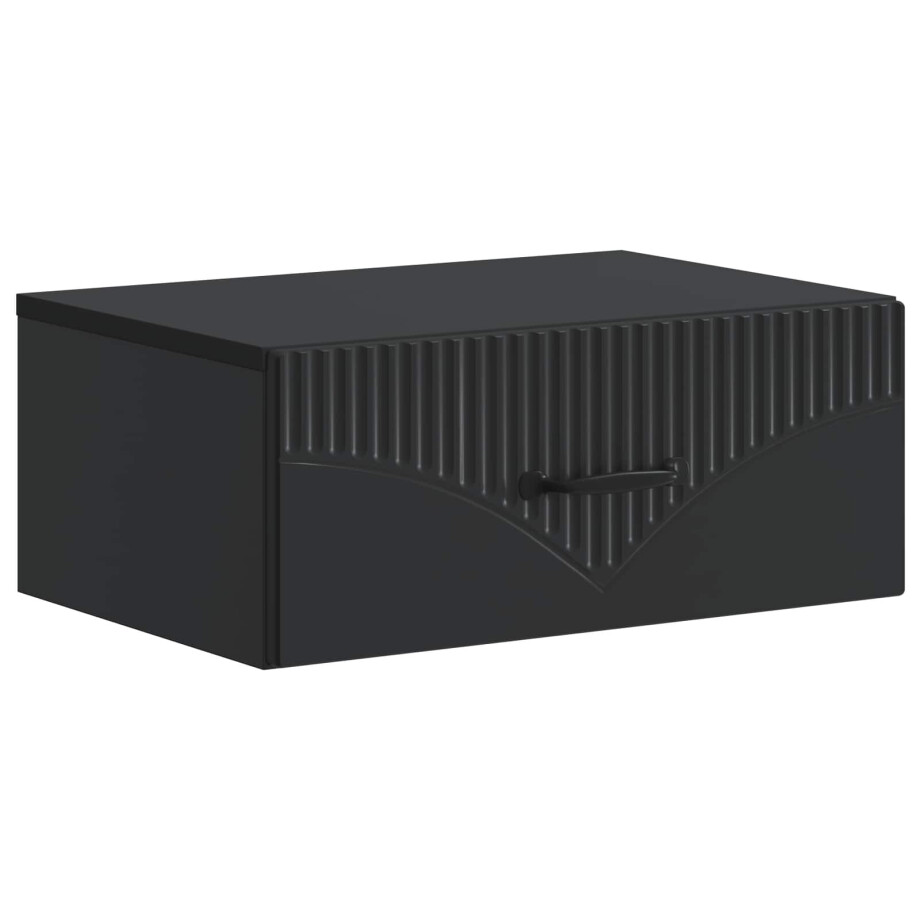 vidaXL Wandbeugel Bedkast Zwart 49 x 34,5 x 20 cm Bewerkt hout afbeelding 1
