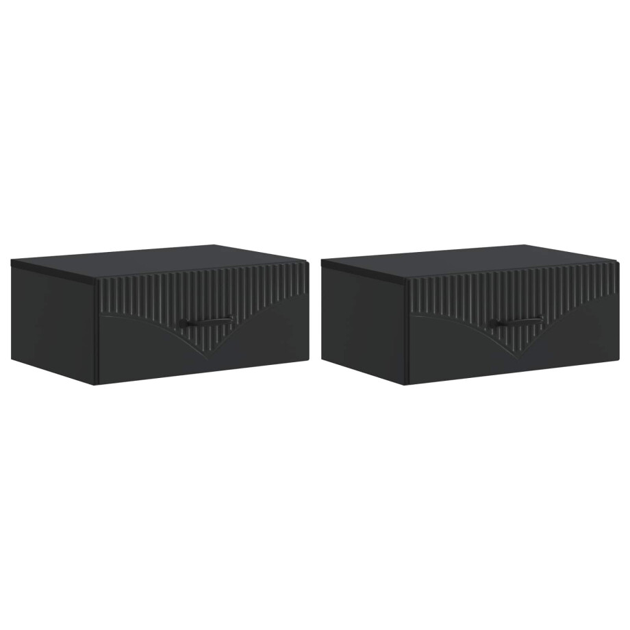 vidaXL Wandbeugel Bedkast 2 pcs Zwart 49 x 34,5 x 20 cm Bewerkt hout vidaXL Wandbeugel Bedkast 2 pcs Zwart 49 x 34,5 x 20 cm Bewerkt hout afbeelding 1