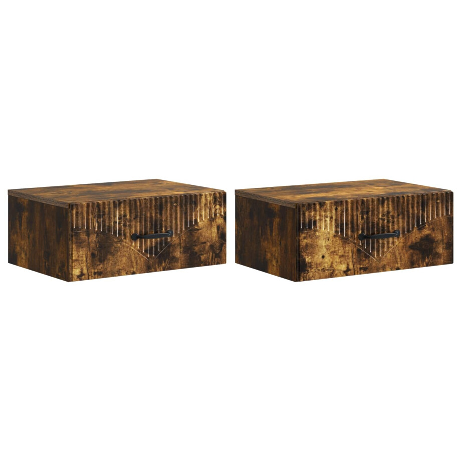 vidaXL Wandbeugel Bedkast 2 pcs Gerookt eiken 49 x 34,5 x 20 cm afbeelding 1