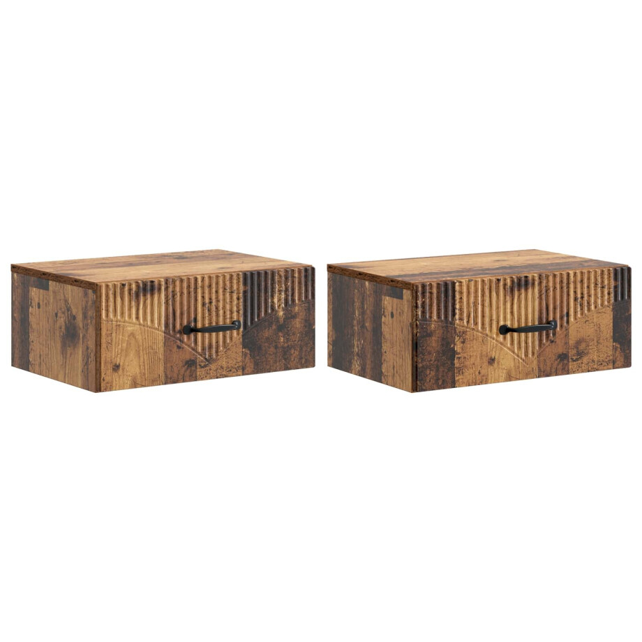 vidaXL Wandbeugel Bedkast met lade 2 pcs Oud hout 49 x 34,5 x 20 cm vidaXL Wandbeugel Bedkast met lade 2 pcs Oud hout 49 x 34,5 x 20 cm afbeelding 1