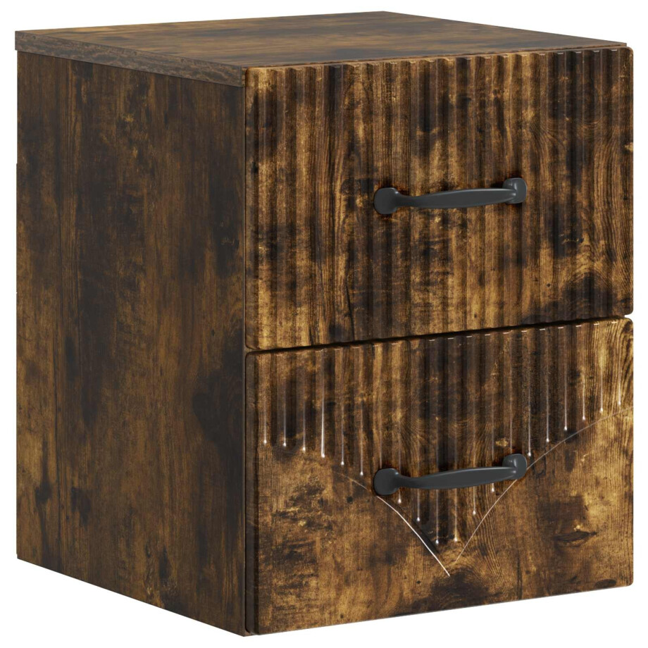 vidaXL Wandbeugel Bedkast Gerookt eiken 34,5 x 33 x 40 cm Bewerkt hout vidaXL Wandbeugel Bedkast Gerookt eiken 34,5 x 33 x 40 cm Bewerkt hout afbeelding 1