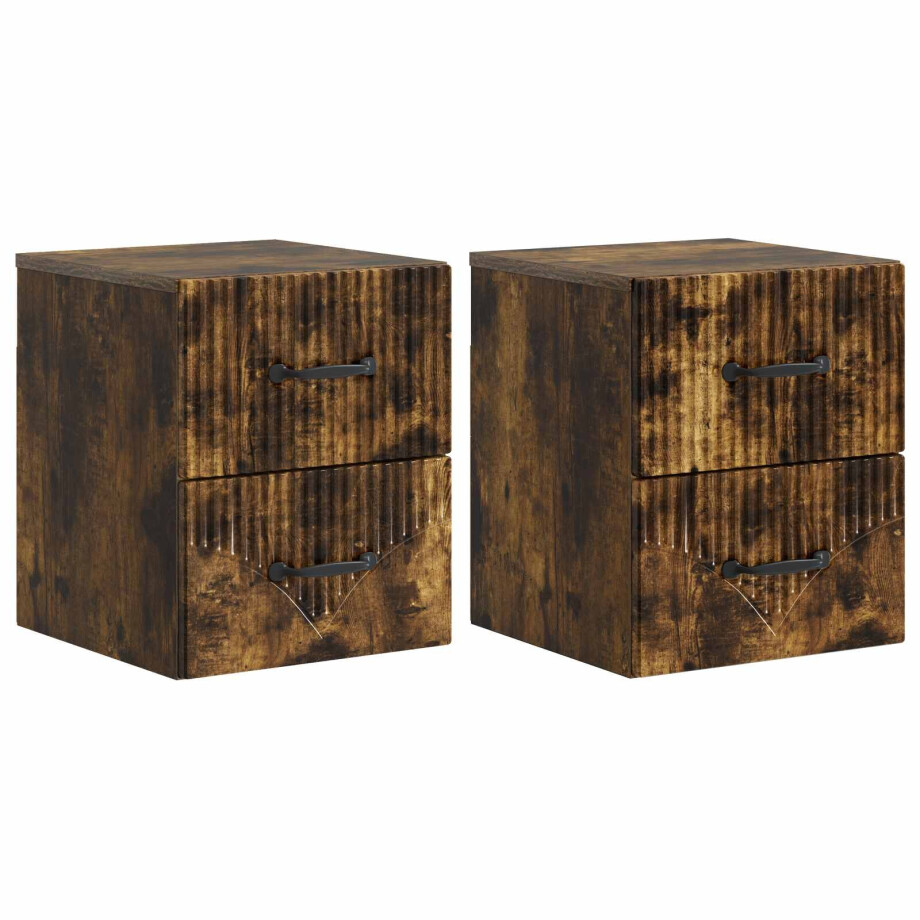 vidaXL Wandbeugel Bedkast 2 pcs Gerookt eiken 34,5 x 33 x 40 cm vidaXL Wandbeugel Bedkast 2 pcs Gerookt eiken 34,5 x 33 x 40 cm afbeelding 1