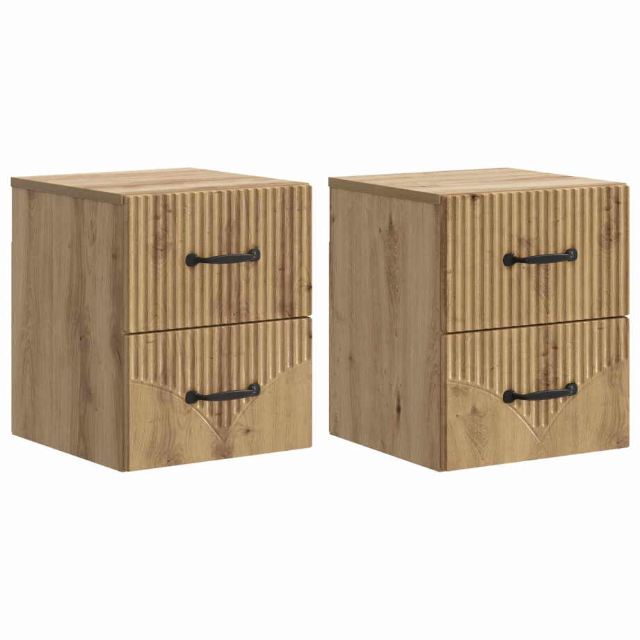 vidaXL Wandbeugel Bedkast 2 pcs Artisanaal eiken 34,5 x 33 x 40 cm vidaXL Wandbeugel Bedkast 2 pcs Artisanaal eiken 34,5 x 33 x 40 cm afbeelding 1
