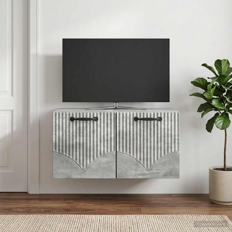 vidaXL Wandbeugel TV-kast Betongrijs 59,5 x 41 x 30 cm Bewerkt hout vidaXL Wandbeugel TV-kast Betongrijs 59,5 x 41 x 30 cm Bewerkt hout afbeelding 1