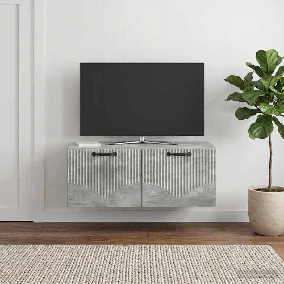 vidaXL Wandbeugel TV-kast Betongrijs 78,5 x 41 x 30 cm Bewerkt hout afbeelding 1