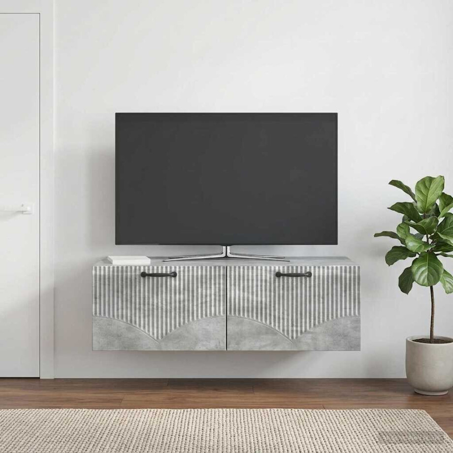 vidaXL Wandbeugel TV-kast Betongrijs 98 x 41 x 30 cm Bewerkt hout vidaXL Wandbeugel TV-kast Betongrijs 98 x 41 x 30 cm Bewerkt hout afbeelding 1