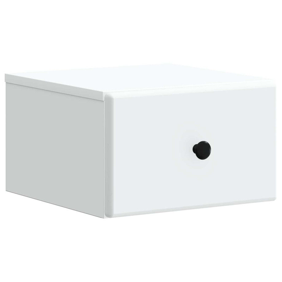 vidaXL Wandbeugel Bedkast met lade Wit 34,5 x 33 x 20 cm Bewerkt hout afbeelding 1