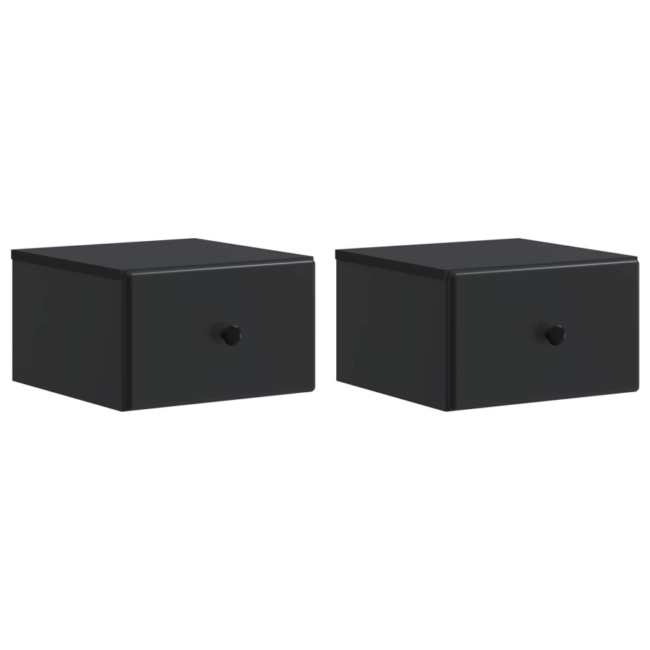 vidaXL Wandbeugel Bedkast 2 pcs Zwart 34,5 x 33 x 20 cm Bewerkt hout vidaXL Wandbeugel Bedkast 2 pcs Zwart 34,5 x 33 x 20 cm Bewerkt hout afbeelding 1