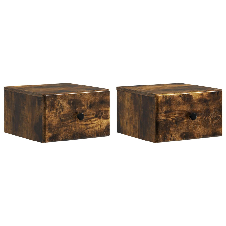 vidaXL Wandbeugel Bedkast 2 pcs Gerookt eiken 34,5 x 33 x 20 cm afbeelding 1