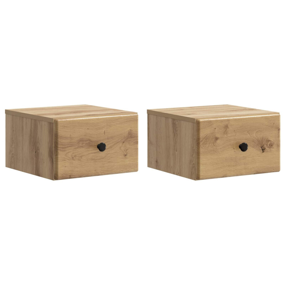 vidaXL Wandbeugel Bedkast 2 pcs Artisanaal eiken 34,5 x 33 x 20 cm afbeelding 1