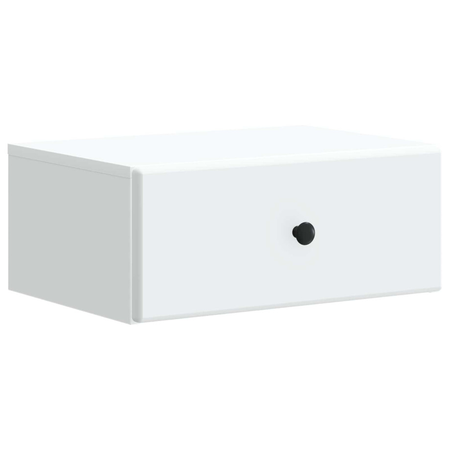 vidaXL Wandbeugel Bedkast met lade Wit 49 x 34,5 x 20 cm Bewerkt hout afbeelding 1