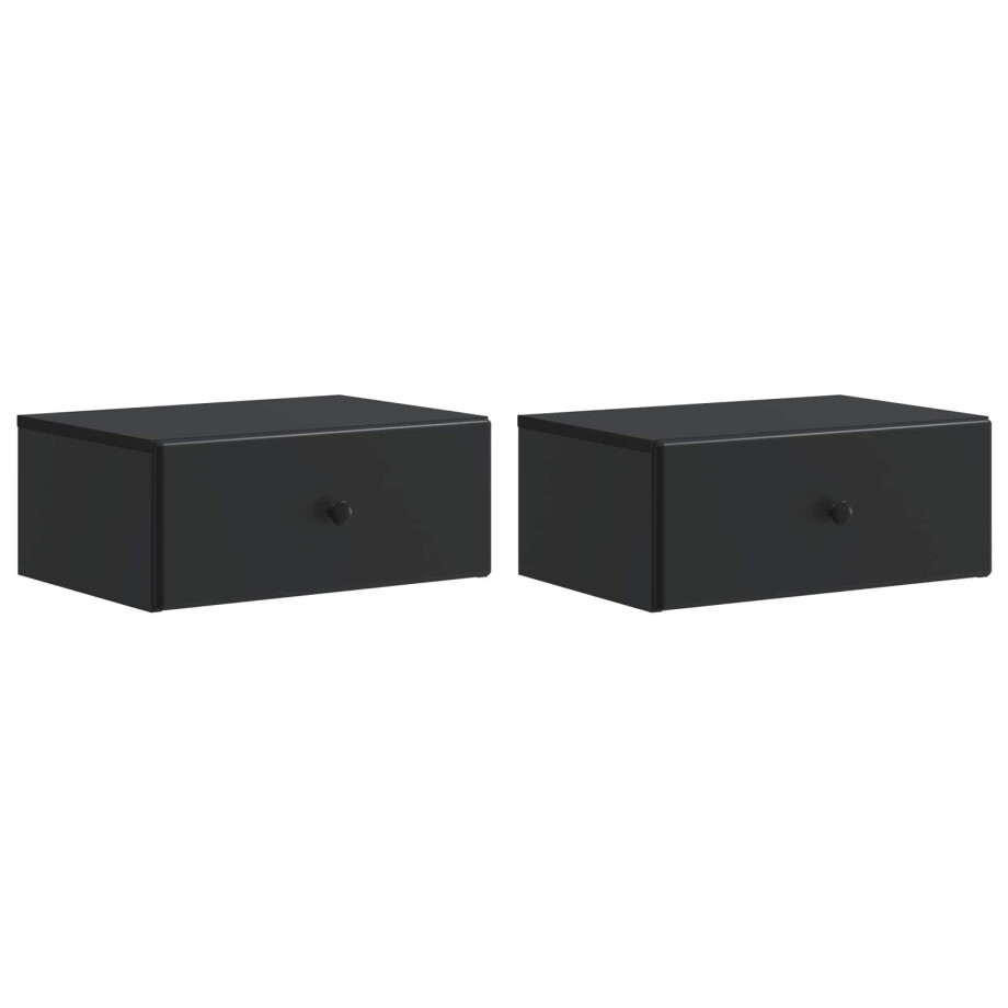 vidaXL Wandbeugel Bedkast 2 pcs Zwart 49 x 34,5 x 20 cm Bewerkt hout vidaXL Wandbeugel Bedkast 2 pcs Zwart 49 x 34,5 x 20 cm Bewerkt hout afbeelding 1