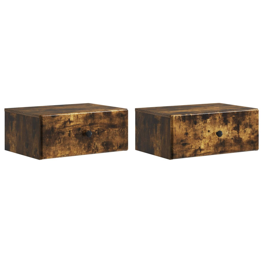 vidaXL Wandbeugel Bedkast 2 pcs Gerookt eiken 49 x 34,5 x 20 cm afbeelding 1
