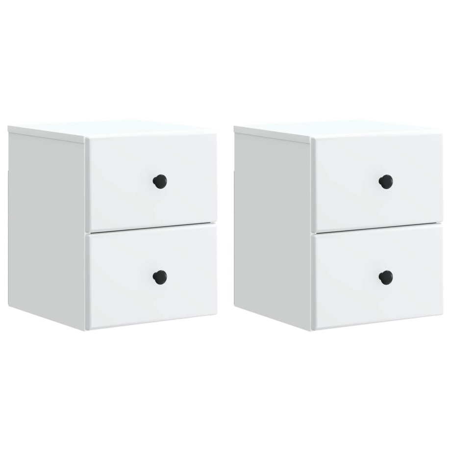 vidaXL Wandbeugel Bedkast 2 pcs Wit 34,5 x 33 x 40 cm Bewerkt hout afbeelding 1