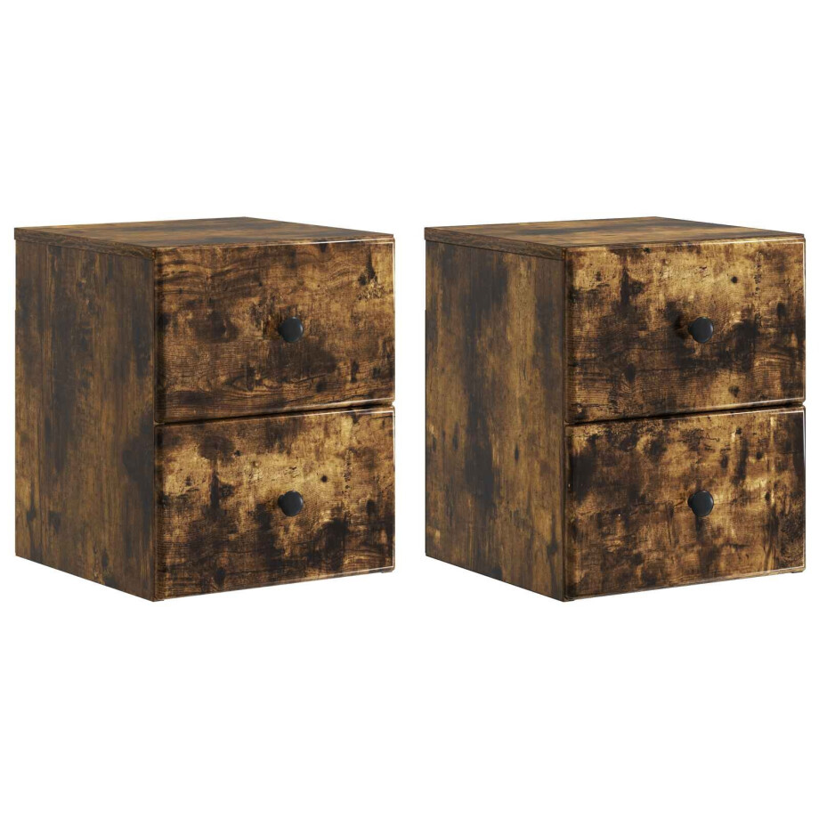 vidaXL Wandbeugel Bedkast 2 pcs Gerookt eiken 34,5 x 33 x 40 cm vidaXL Wandbeugel Bedkast 2 pcs Gerookt eiken 34,5 x 33 x 40 cm afbeelding 1