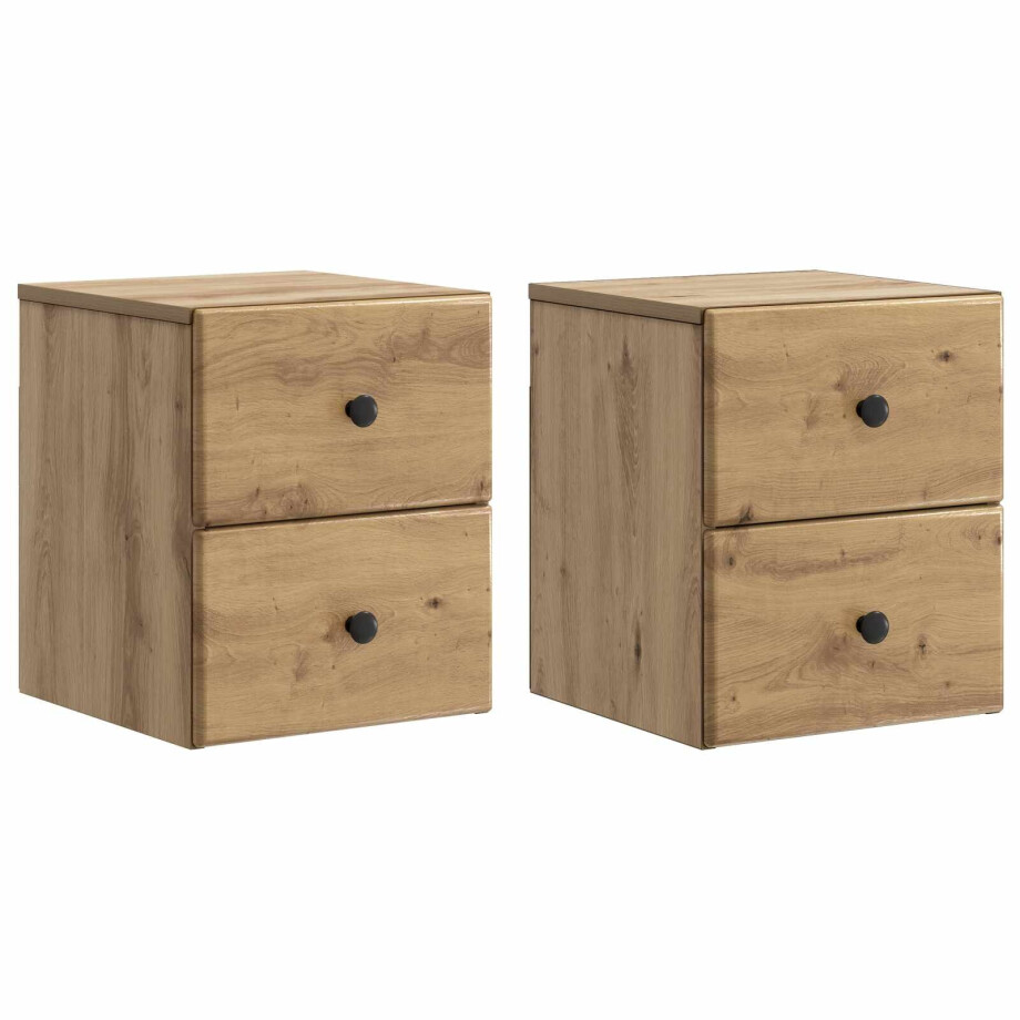 vidaXL Wandbeugel Bedkast 2 pcs Artisanaal eiken 34,5 x 33 x 40 cm afbeelding 1