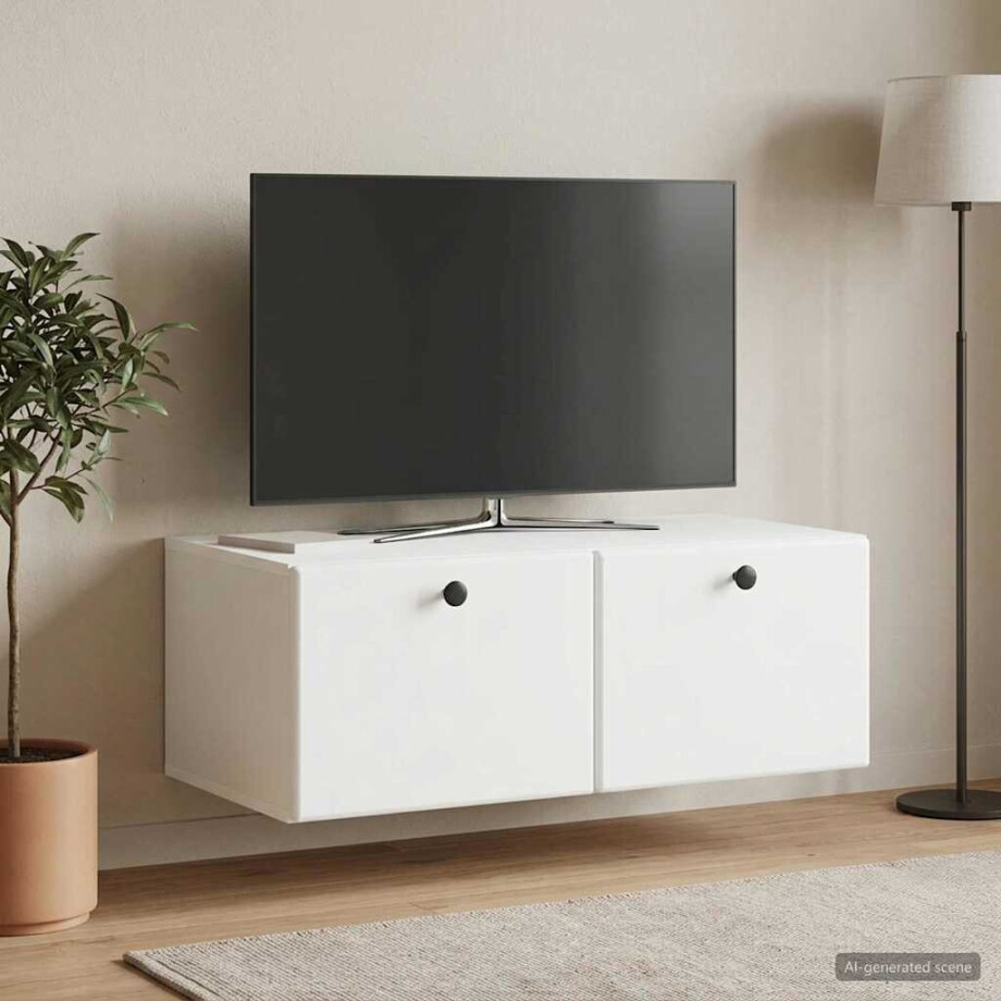 vidaXL Wandbeugel TV-kast 78,5 x 41 x 30 cm Wit Bewerkt hout afbeelding 1