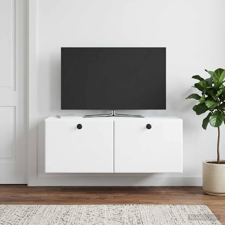 vidaXL Wandbeugel TV-kast 78,5 x 31 x 30 cm Wit Bewerkt hout afbeelding 1
