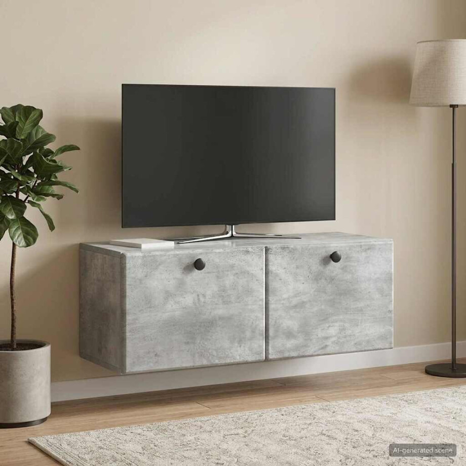 vidaXL Wandbeugel TV-kast 78,5 x 31 x 30 cm Betongrijs Bewerkt hout afbeelding 1