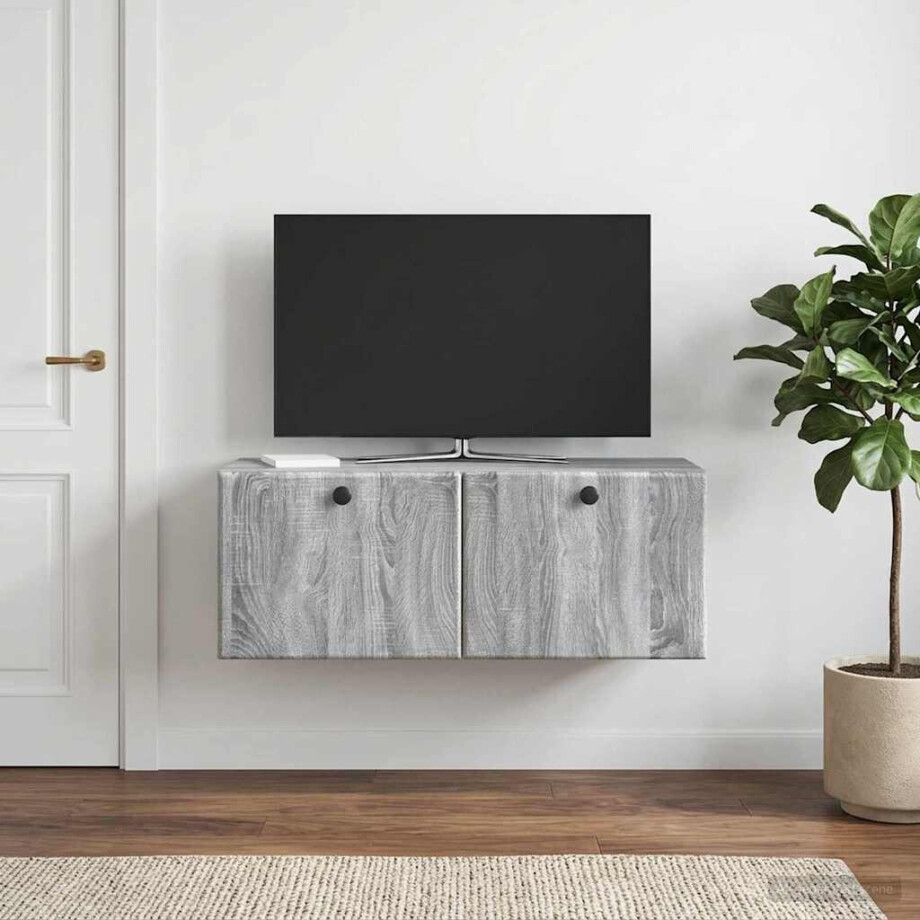 vidaXL Wandbeugel TV-kast 78,5 x 31 x 30 cm Grijs Sonoma Bewerkt hout afbeelding 1