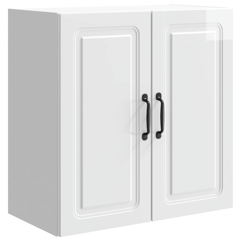 vidaXL Wandkast Hoogglans Wit 59 x 31 x 60 cm Bewerkt hout afbeelding 1