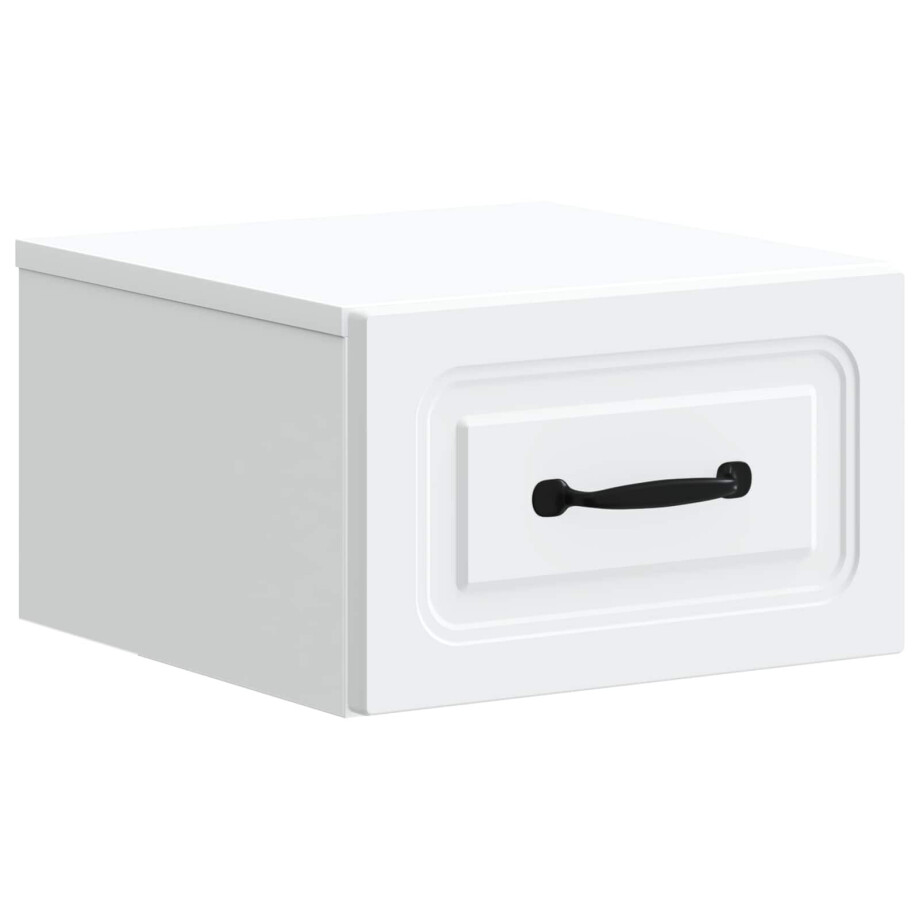 vidaXL Wandbeugel Bedkast met lade Wit 34,5 x 33 x 20 cm Bewerkt hout afbeelding 1