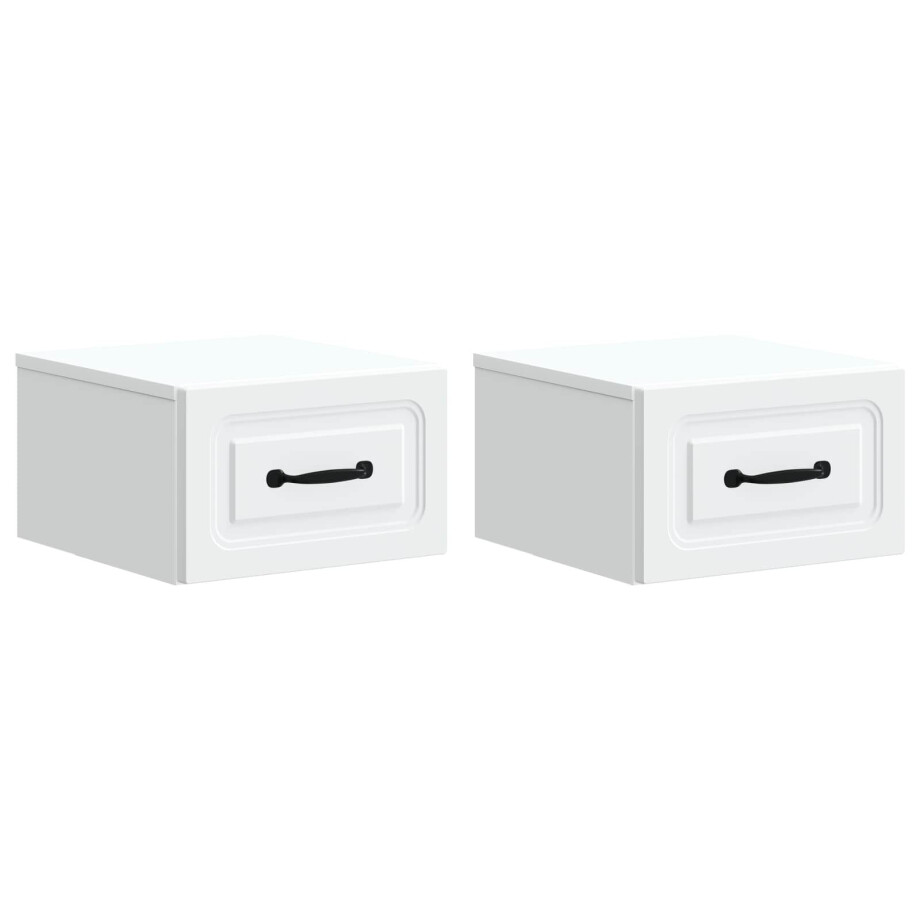 vidaXL Wandbeugel Bedkast 2 pcs Wit 34,5 x 33 x 20 cm Bewerkt hout vidaXL Wandbeugel Bedkast 2 pcs Wit 34,5 x 33 x 20 cm Bewerkt hout afbeelding 1